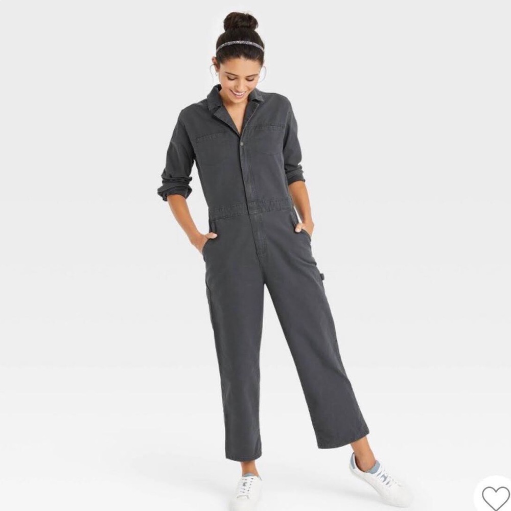 Universal Thread Women's Size 16 Long Sleeve Button Front Boilersuit Grey. EUC!